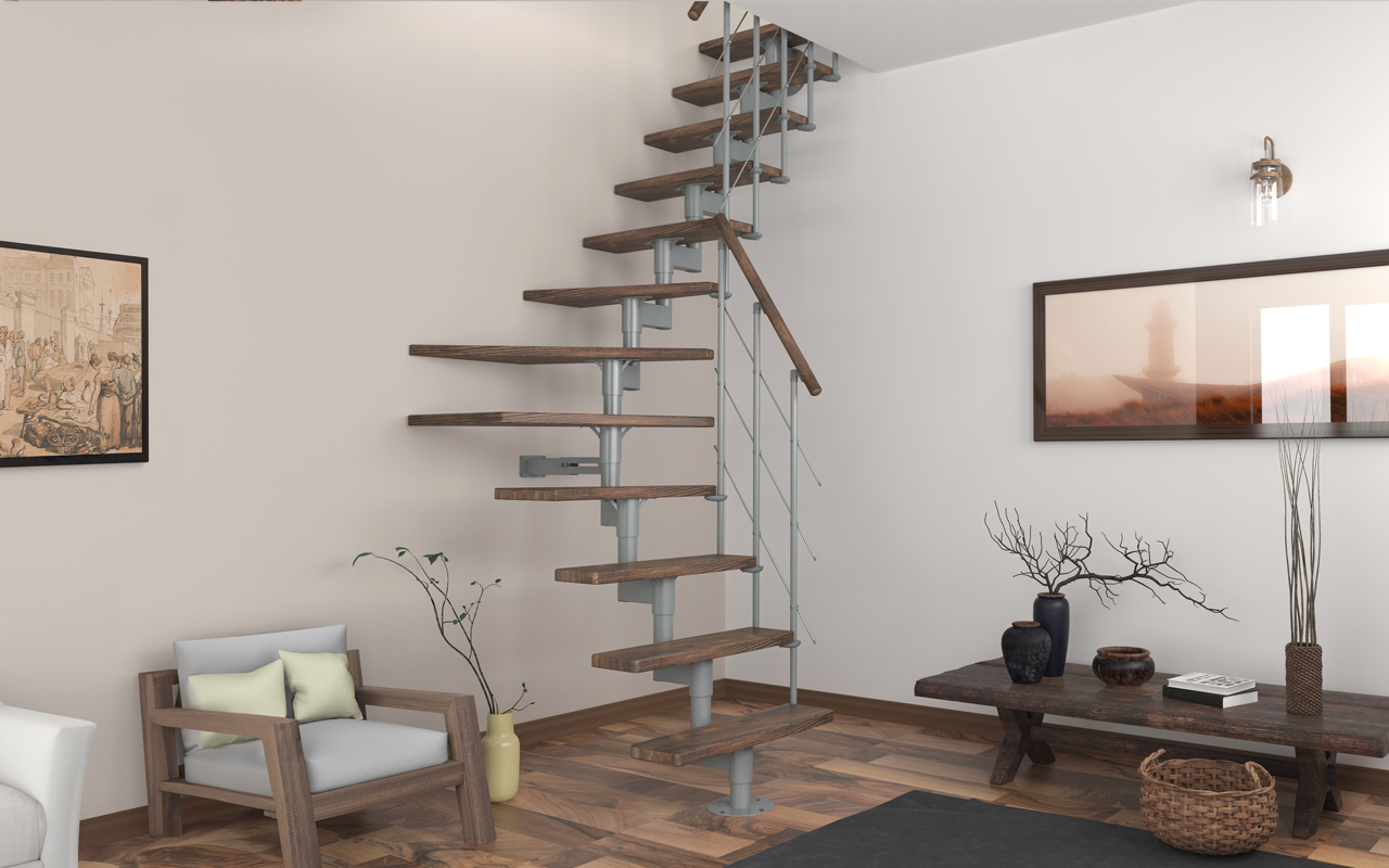 Black Space saving staircase in photo studie