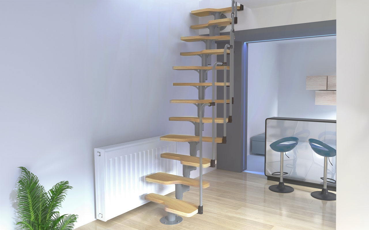 Cabin cottage with space-saving stair in black