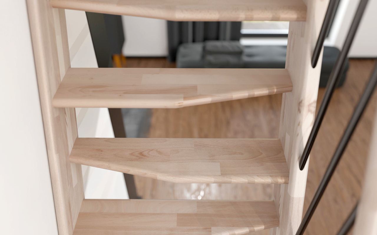 Anthraicite Space-Saving stair with paddle treads in teen room
